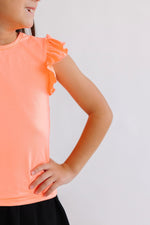 Neon Coral S/S Ruffle Tee - Image 4
