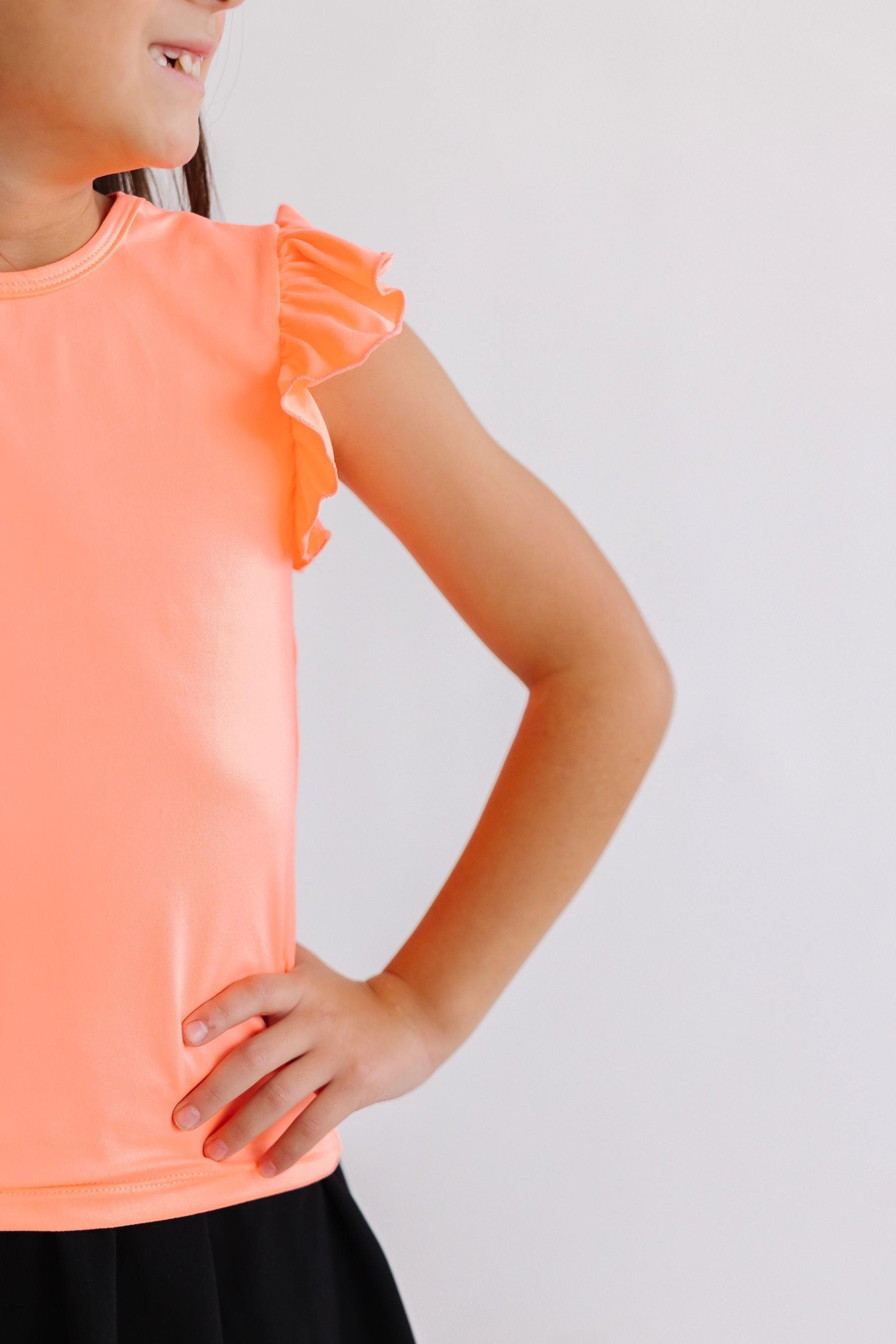 Neon Coral S/S Ruffle Tee - Image 4