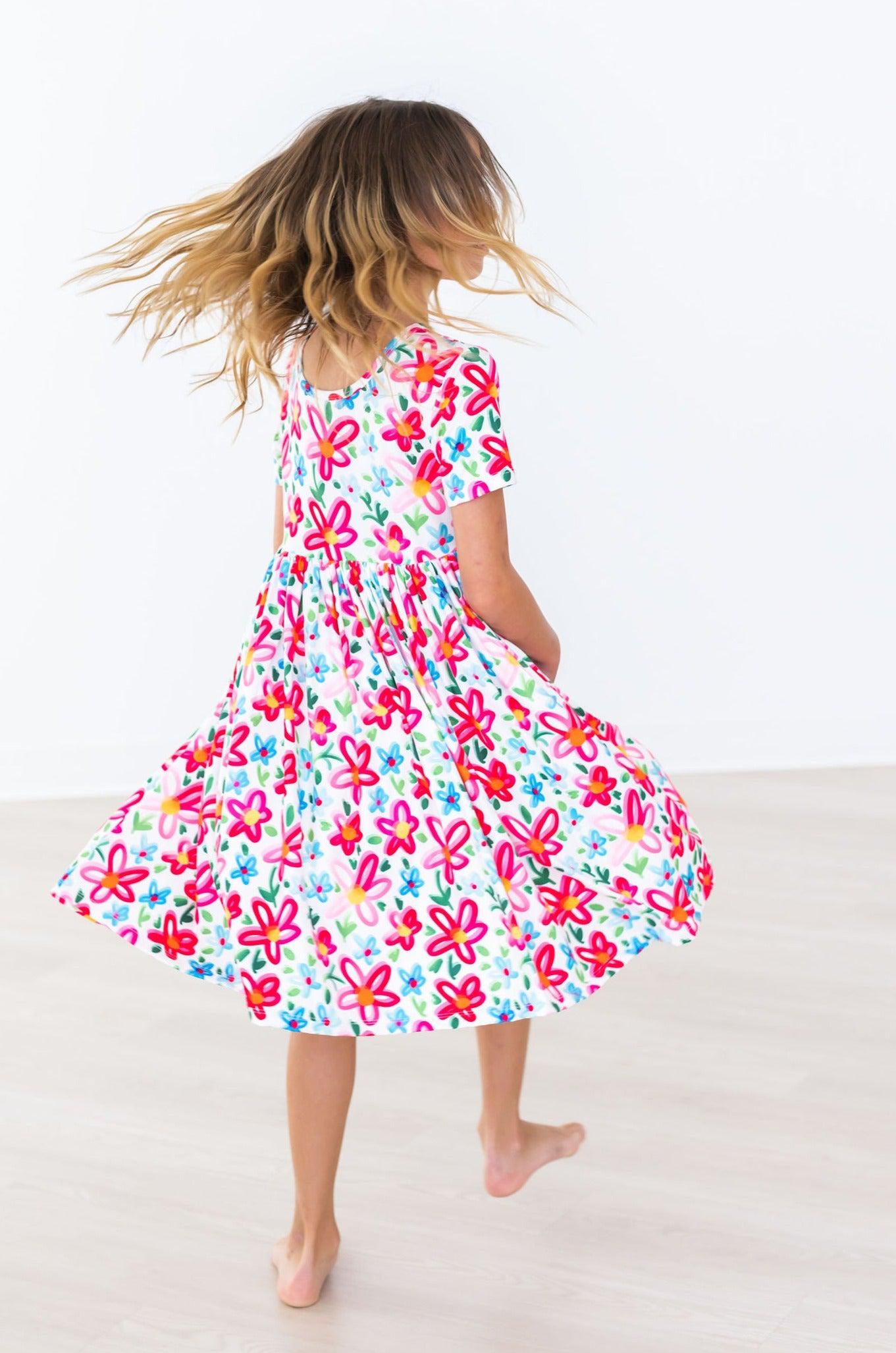 Neon Floral S/S Pocket Twirl Dress - Image 2