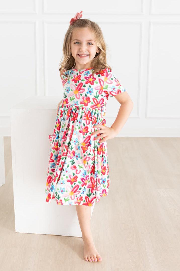 Neon Floral S/S Pocket Twirl Dress - Image 4