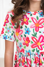 Neon Floral S/S Pocket Twirl Dress - Image 6