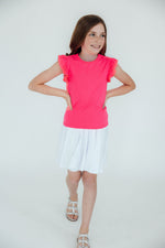 Neon Pink S/S Ruffle Tee - Image 2