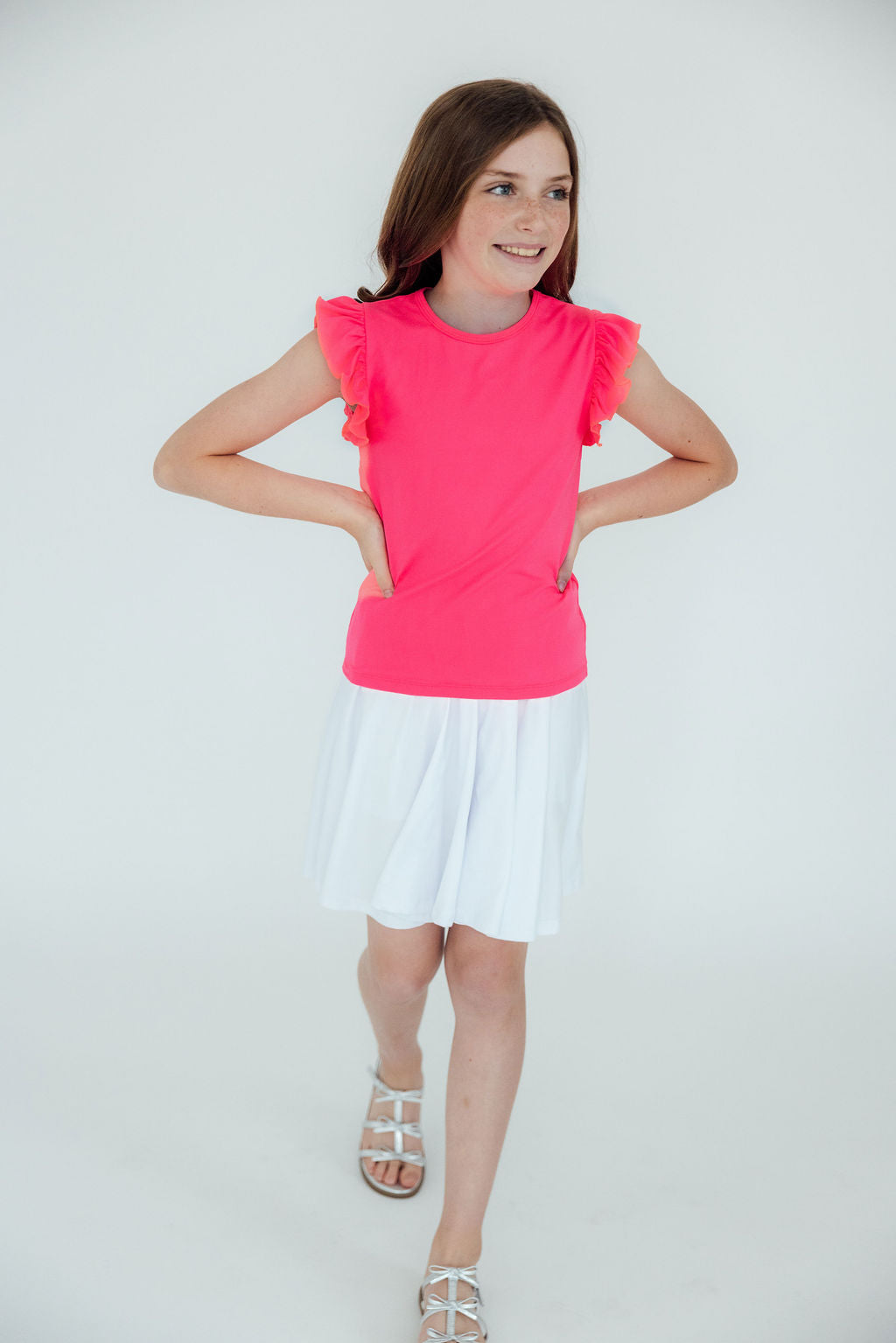 Neon Pink S/S Ruffle Tee - Image 2