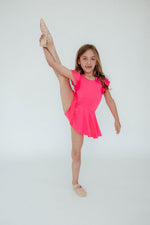 Neon Pink S/S Twirl Leotard - Image 3