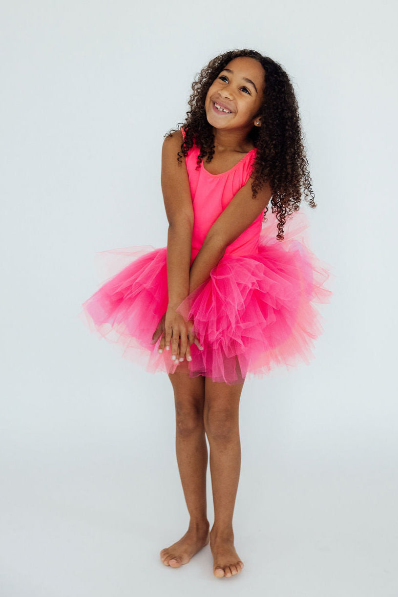 Neon Pink Tank Tutu Leotard - Image 3