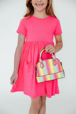 Neon Rainbow Glitter Girl's Crossbody Purse - Image 3