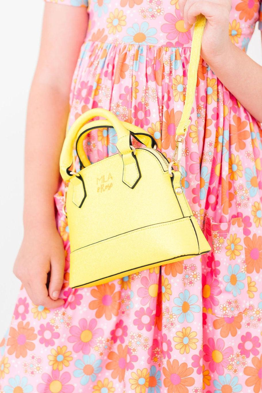 Neon Yellow Glitter Girl's Crossbody Purse - Image 2