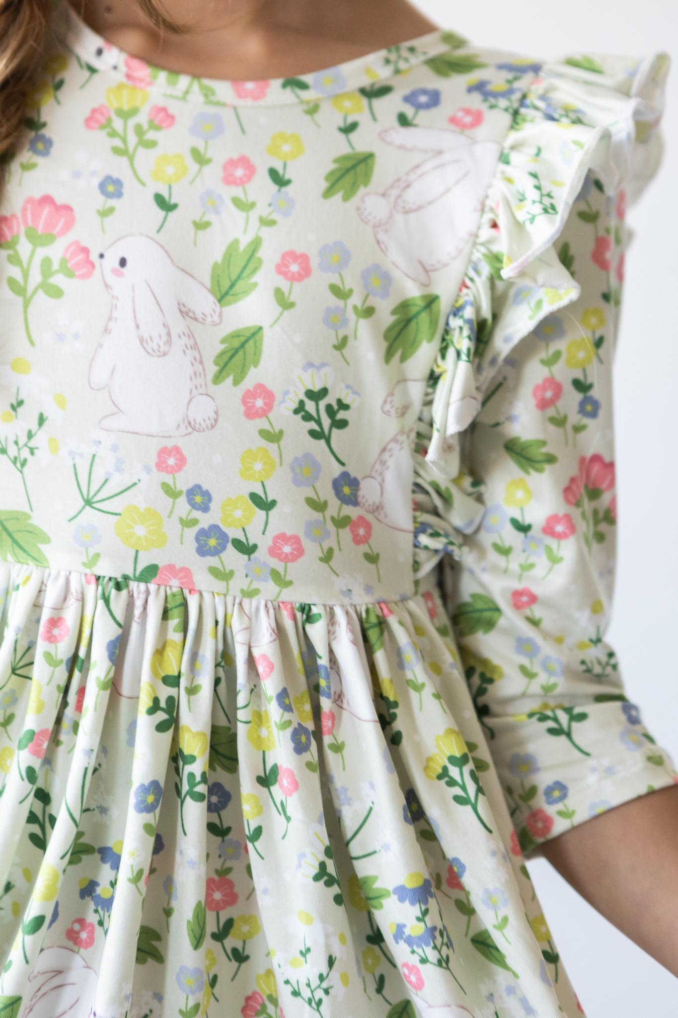 No Bunny Like You 3/4 Sleeve Ruffle Twirl Dress - Image 2