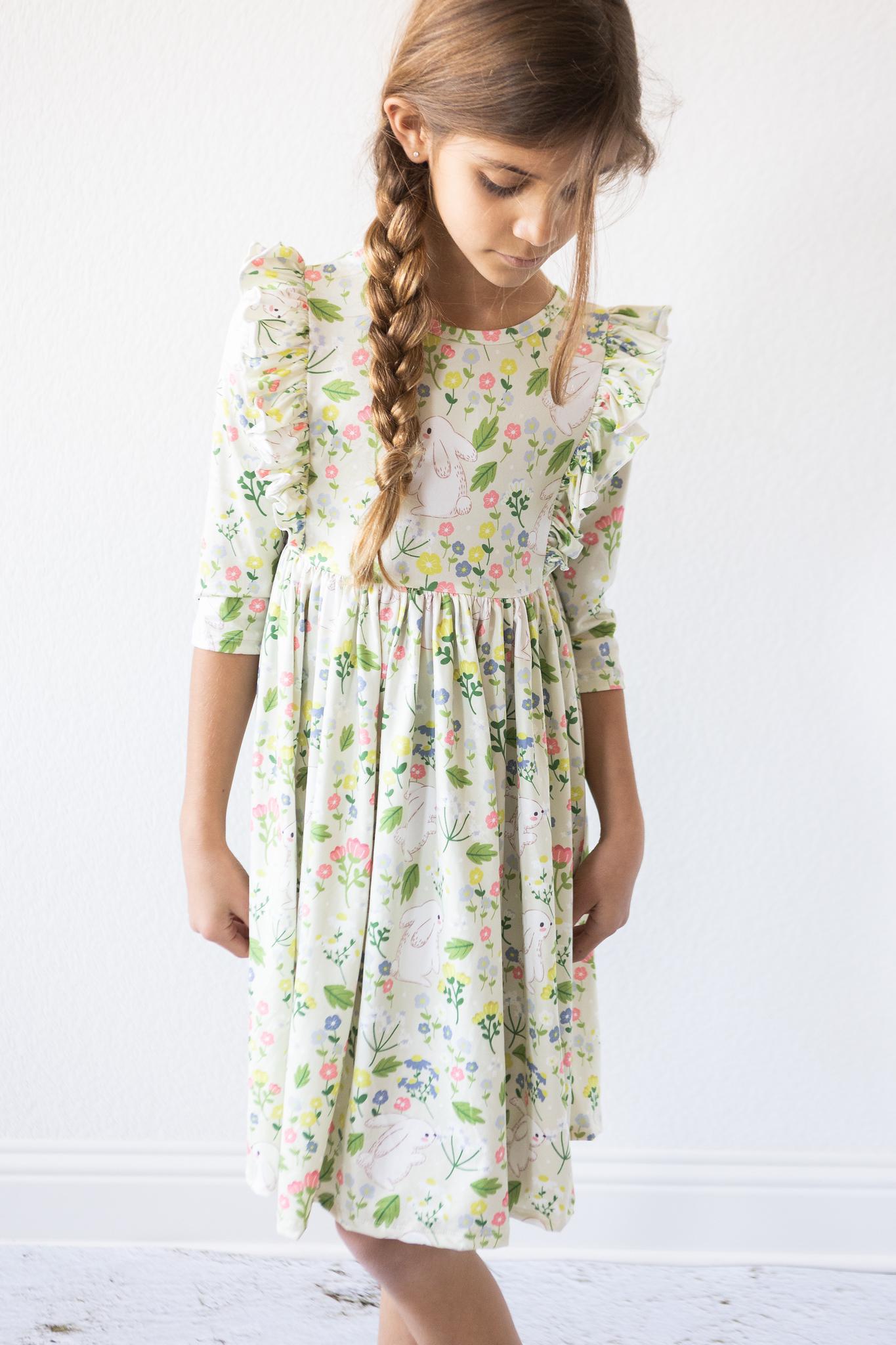 No Bunny Like You 3/4 Sleeve Ruffle Twirl Dress - Image 3