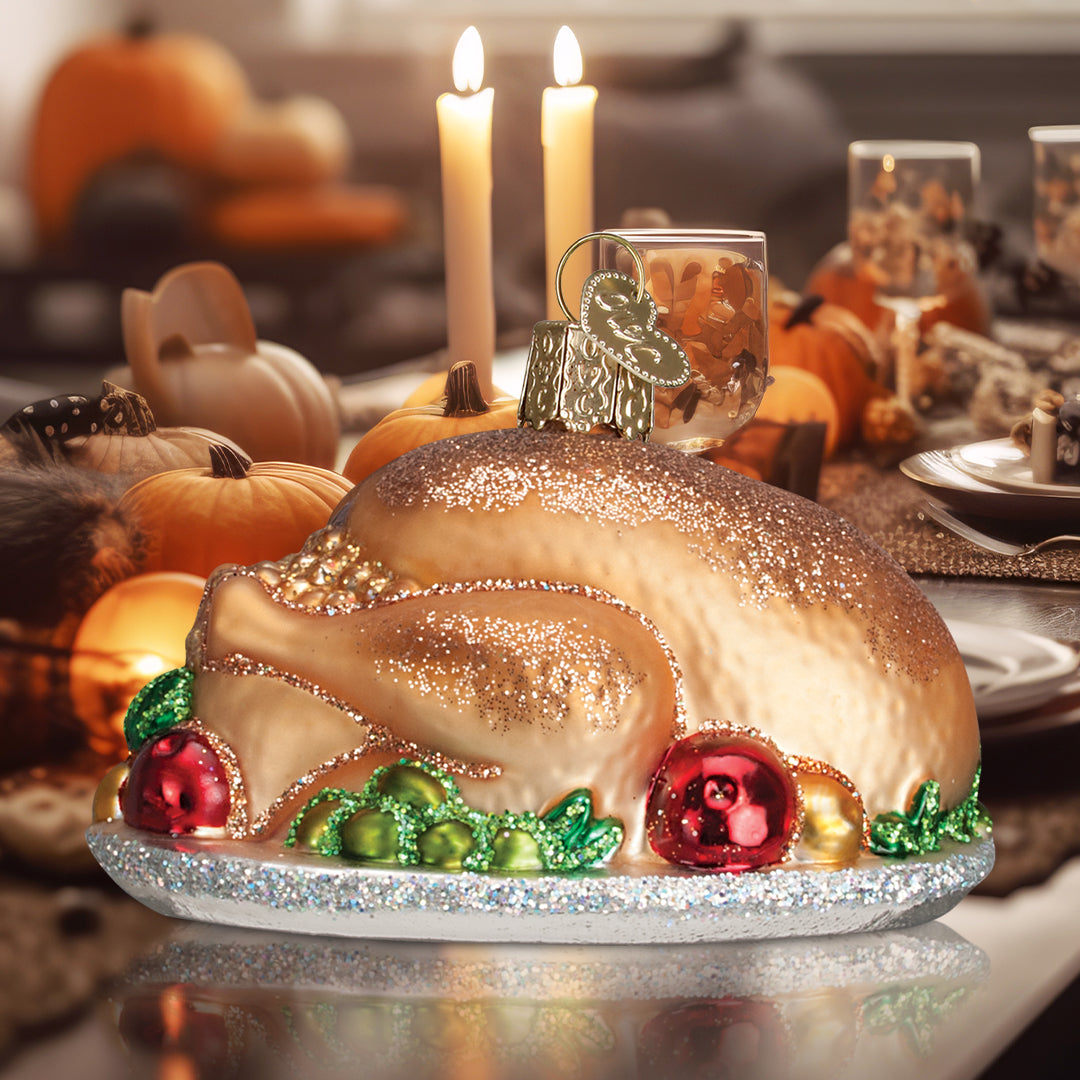 Old World Christmas Turkey Platter Ornament - hand-blown glass Christmas tree ornament (view 4)