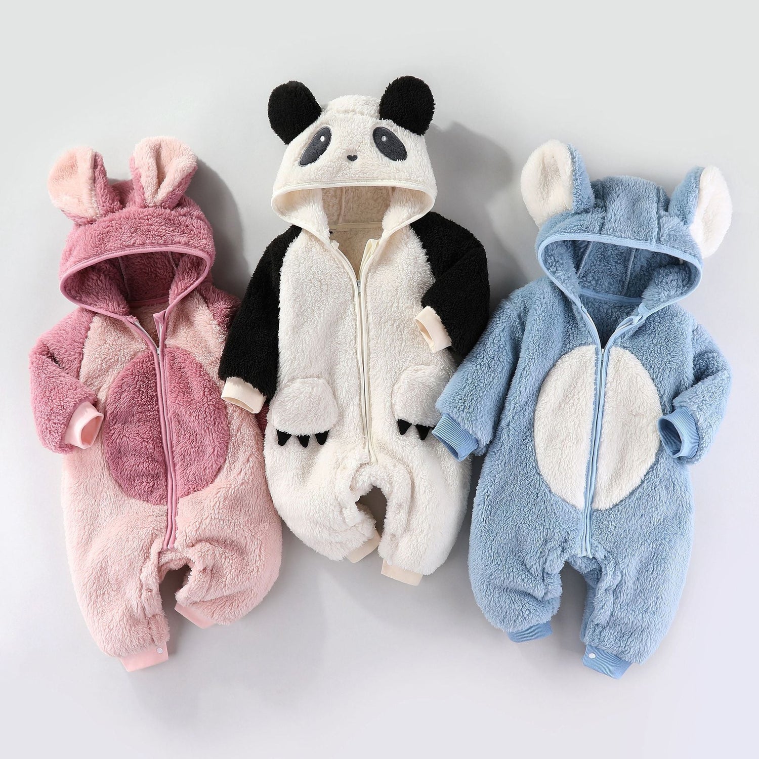 Autumn and Winter Outfit for Babies Baby Thick Warm Long Sleeves Romper Fleece-Lined
