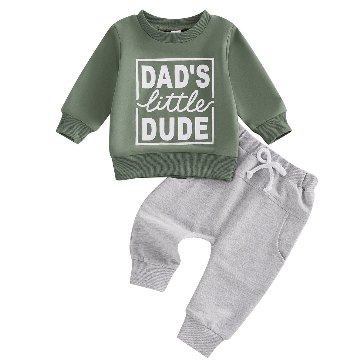 Boys' Letter Printed Long-sleeved Pullover Sweater Solid Color Trousers Two-piece Set - Cindi Book