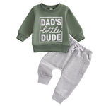Boys' Letter Printed Long-sleeved Pullover Sweater Solid Color Trousers Two-piece Set - Cindi Book