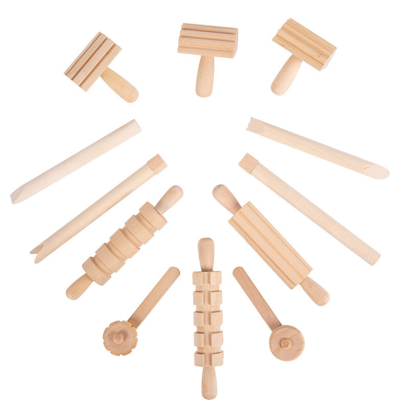 Solid Wood Mini Rolling Pin Rolling Pin Roller Seal Toy Set - Cindi Book