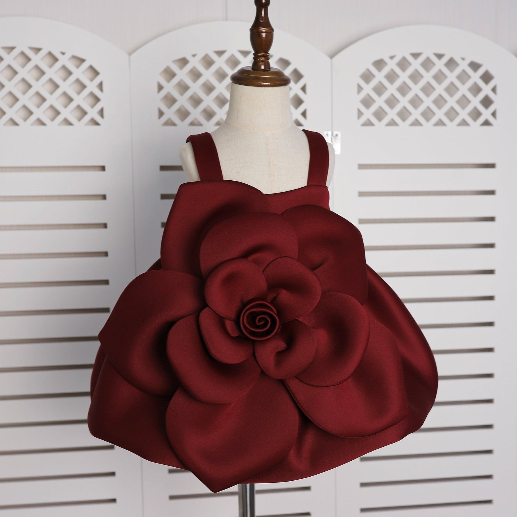 Girls' Oblique Shoulder Flower Mesh Bubble Skirt - Cindi Book