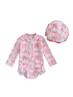 Girls' Fashion Bowknot Pattern One-piece With Hat - Cindi Book