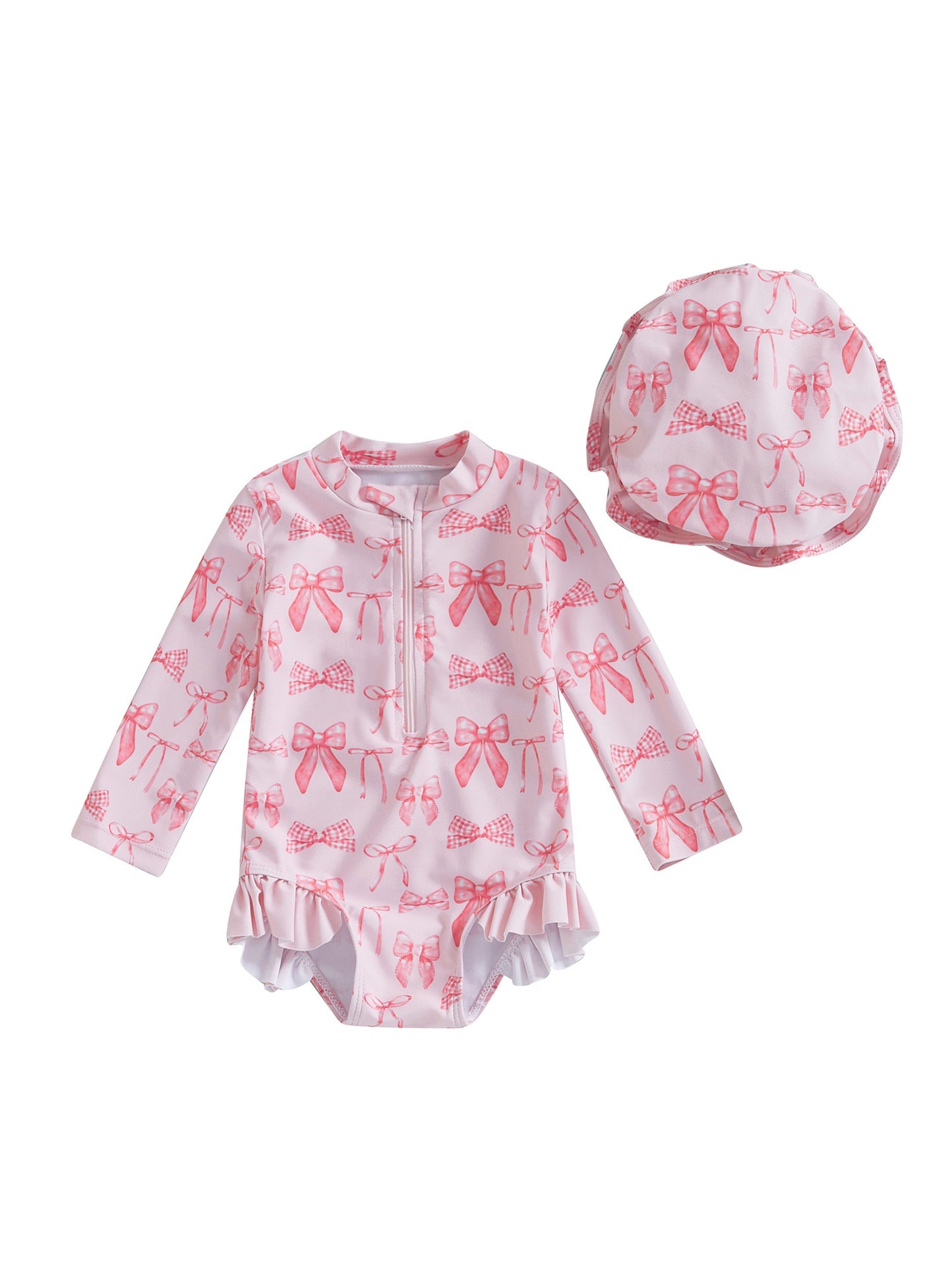 Girls' Fashion Bowknot Pattern One-piece With Hat - Cindi Book