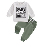 Boys' Letter Printed Long-sleeved Pullover Sweater Solid Color Trousers Two-piece Set - Cindi Book