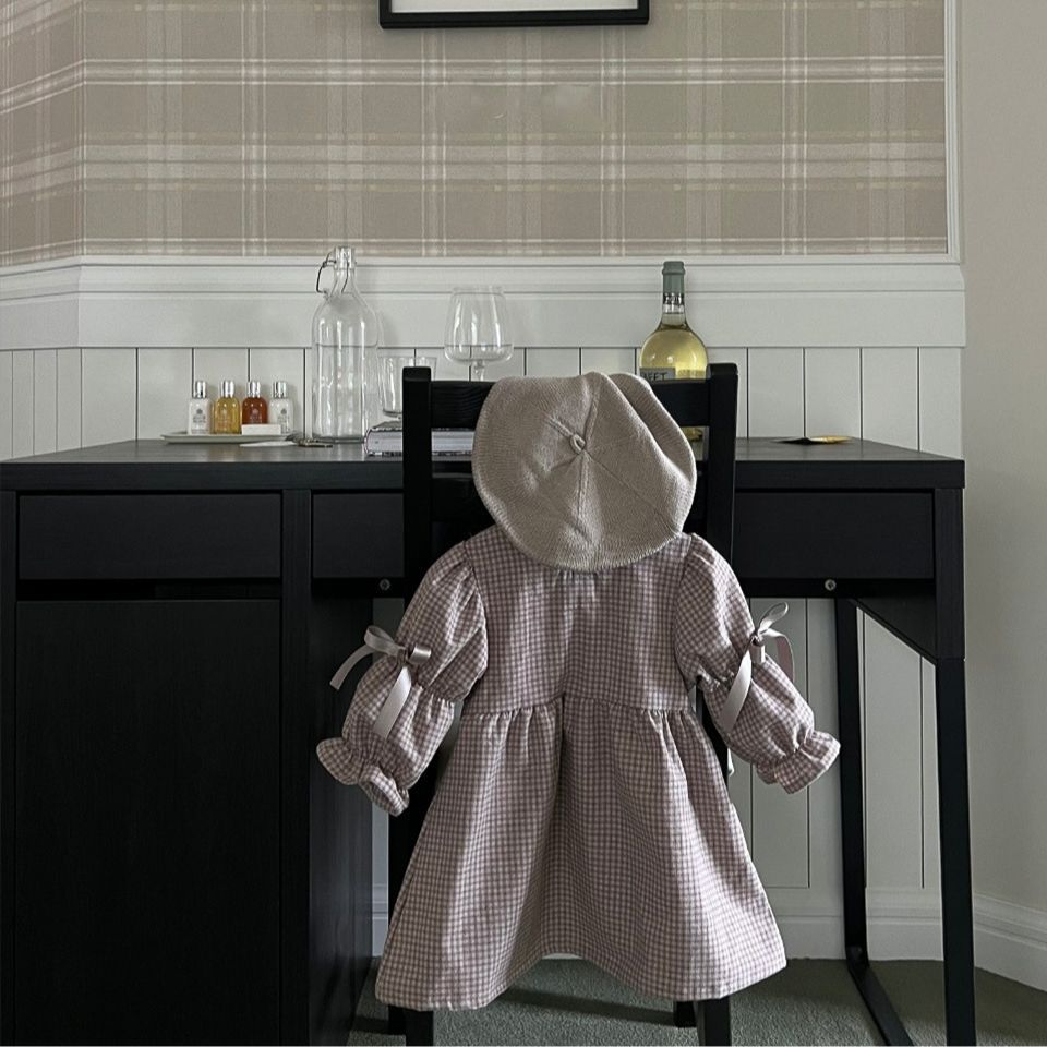 Girl's Plaid Bow Princess Dress - Cindi Book