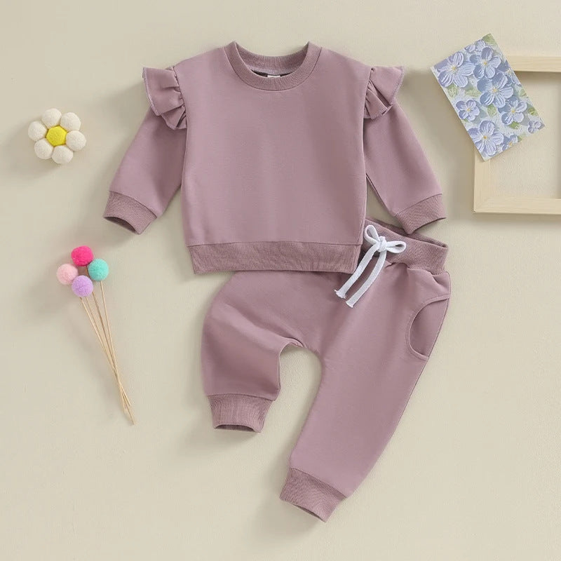 Autumn and Winter Boys Solid Color Long-Sleeve Sweater Set Parent-Kids Children
