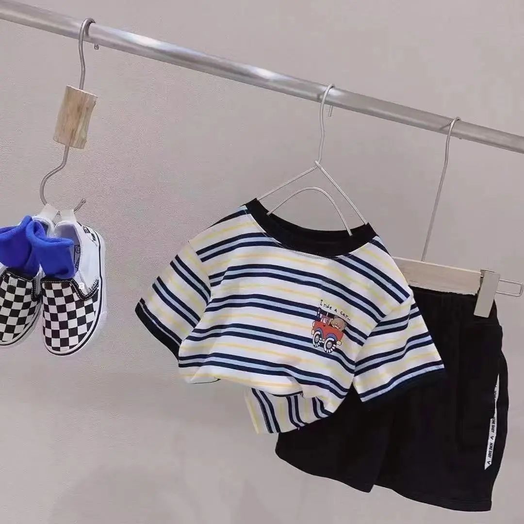 Children Loose Striped Short Sleeve T-shirt - Cindi Book
