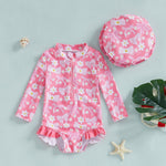 Girls' Fashion Bowknot Pattern One-piece With Hat - Cindi Book