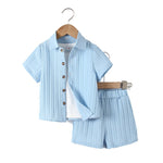 Boy's Handsome Gentleman Suit Summer College Style Short Sleeve Shorts Clothes - Cindi Book