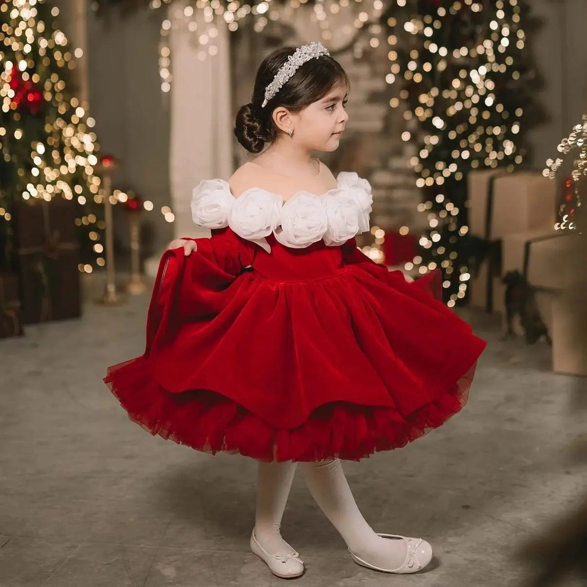 Christmas Princess Dress Children Autumn Long Sleeve Retro - Cindi Book