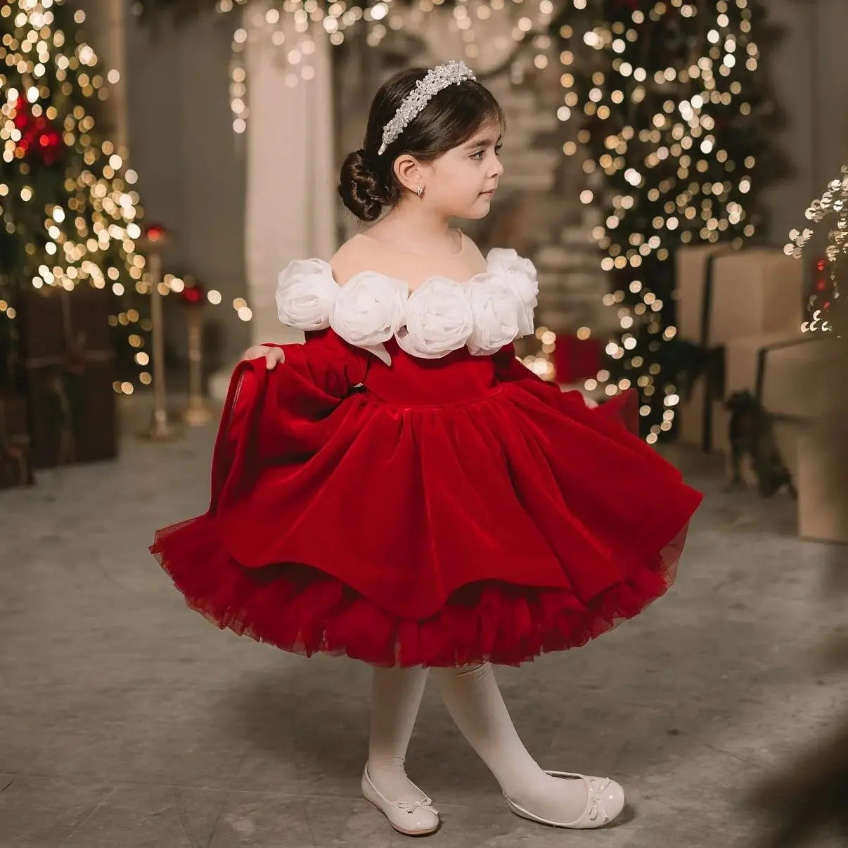 Christmas Princess Dress Children Autumn Long Sleeve Retro - Cindi Book