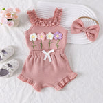 Girls' Summer Embroidered Three-piece Set With Suspenders - Cindi Book