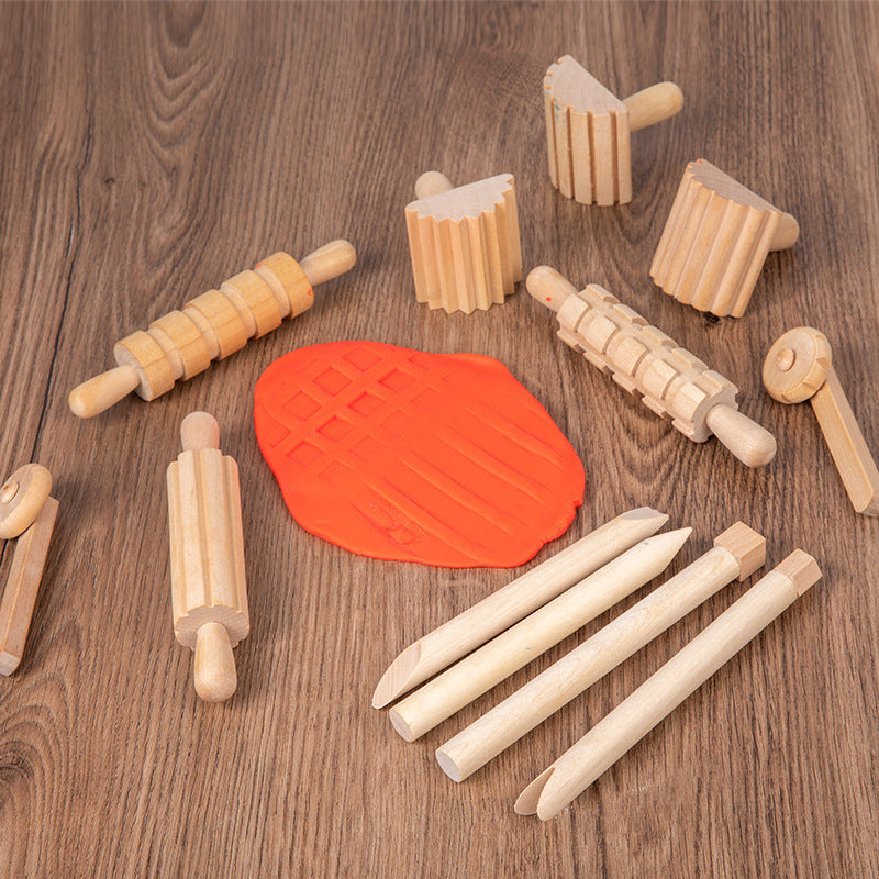 Solid Wood Mini Rolling Pin Rolling Pin Roller Seal Toy Set - Cindi Book