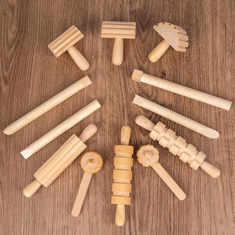 Solid Wood Mini Rolling Pin Rolling Pin Roller Seal Toy Set - Cindi Book
