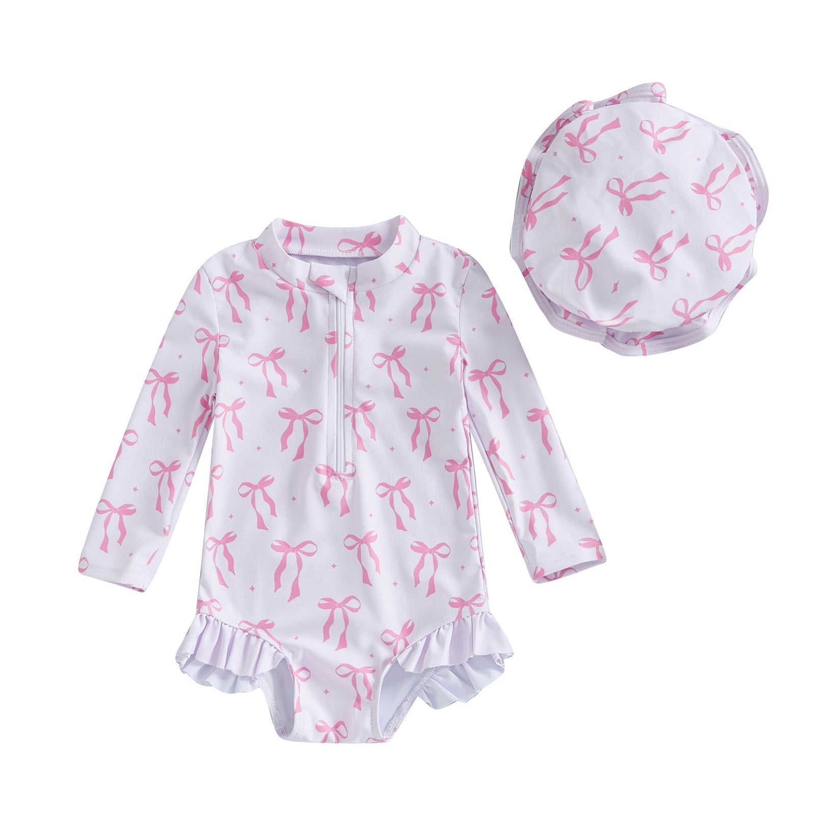 Girls' Fashion Bowknot Pattern One-piece With Hat - Cindi Book