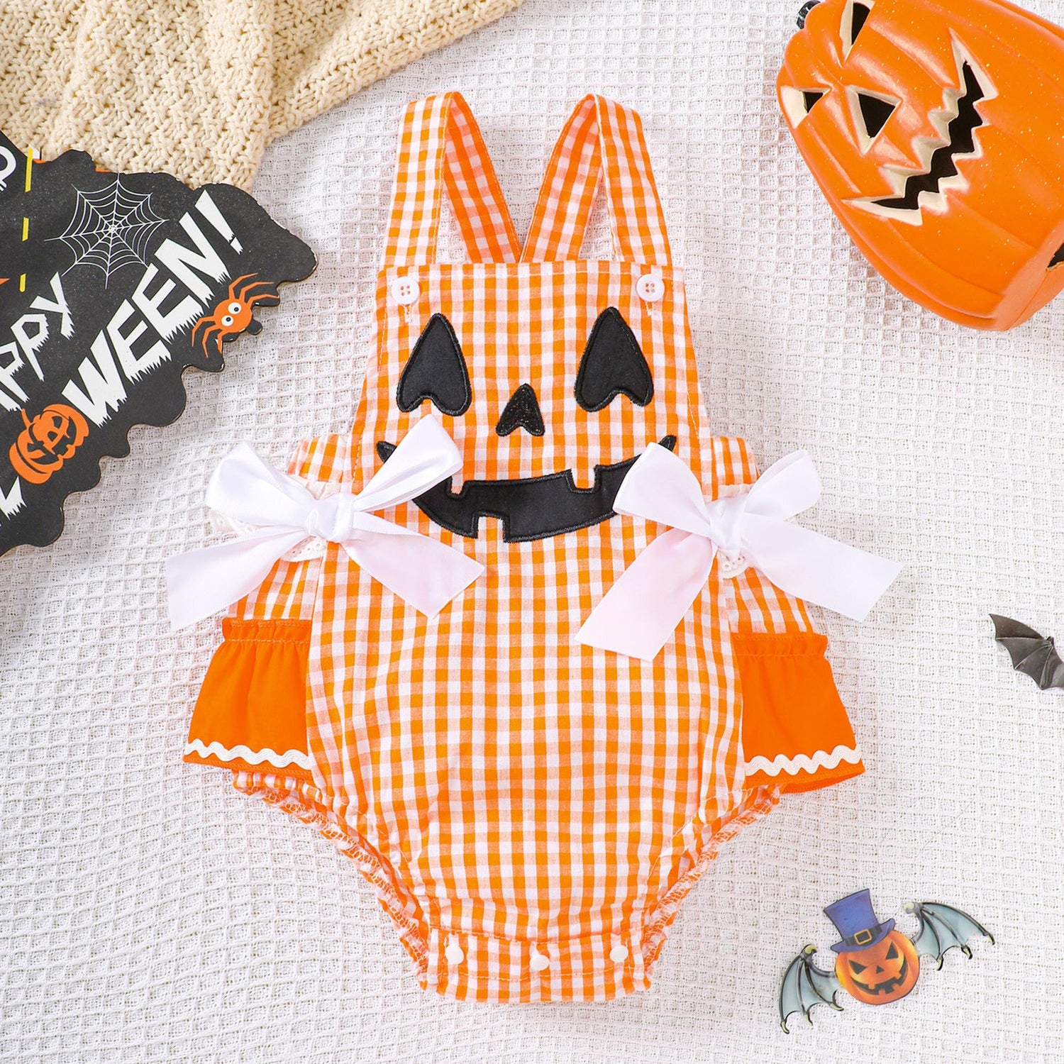 Bow Plaid Halloween Baby Girls Clothing
