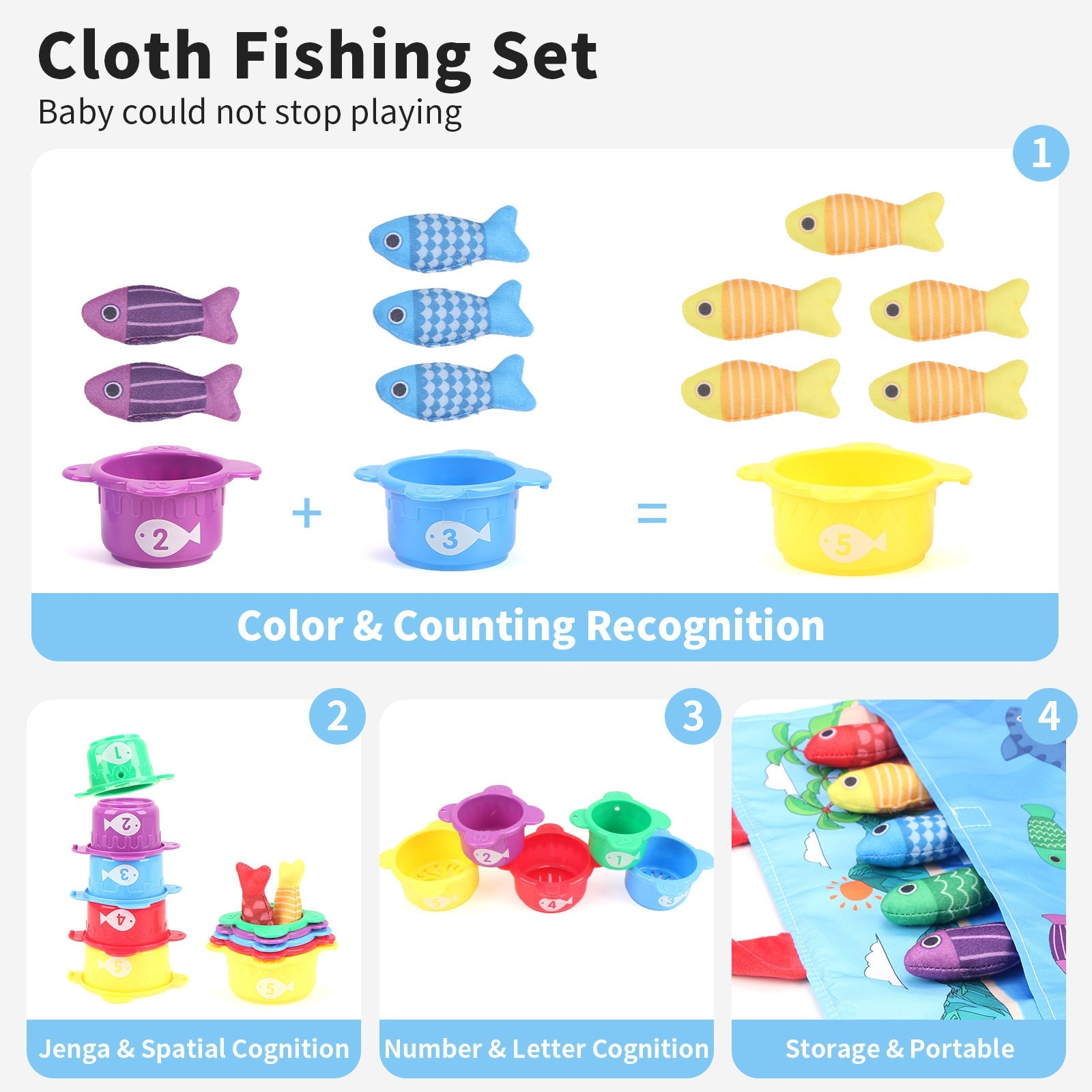 Baby Fishing Toys Three-dimensional Fabric Crawling Early Education Enlightenment - Cindi Book