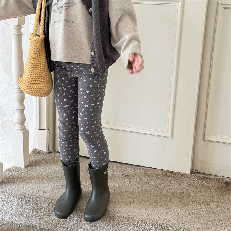Baby's Foot Mouth Tight Edge Base Brushed Elastic Pants - Cindi Book