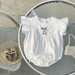 Baby Summer New Baby Girl Bunny Embroidery Bottom-covering Rompers - Cindi Book