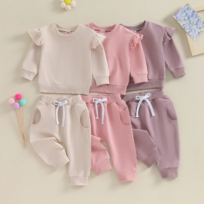 Autumn and Winter Boys Solid Color Long-Sleeve Sweater Set Parent-Kids Children