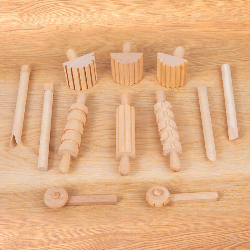 Solid Wood Mini Rolling Pin Rolling Pin Roller Seal Toy Set - Cindi Book