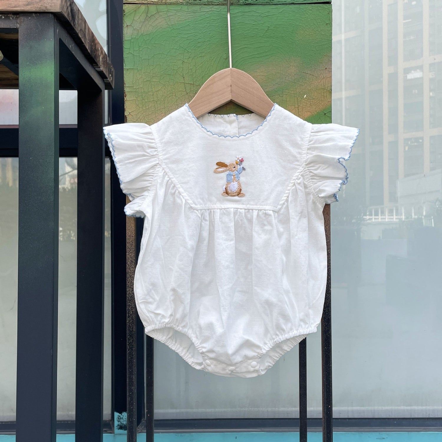 Baby Summer New Baby Girl Bunny Embroidery Bottom-covering Rompers - Cindi Book