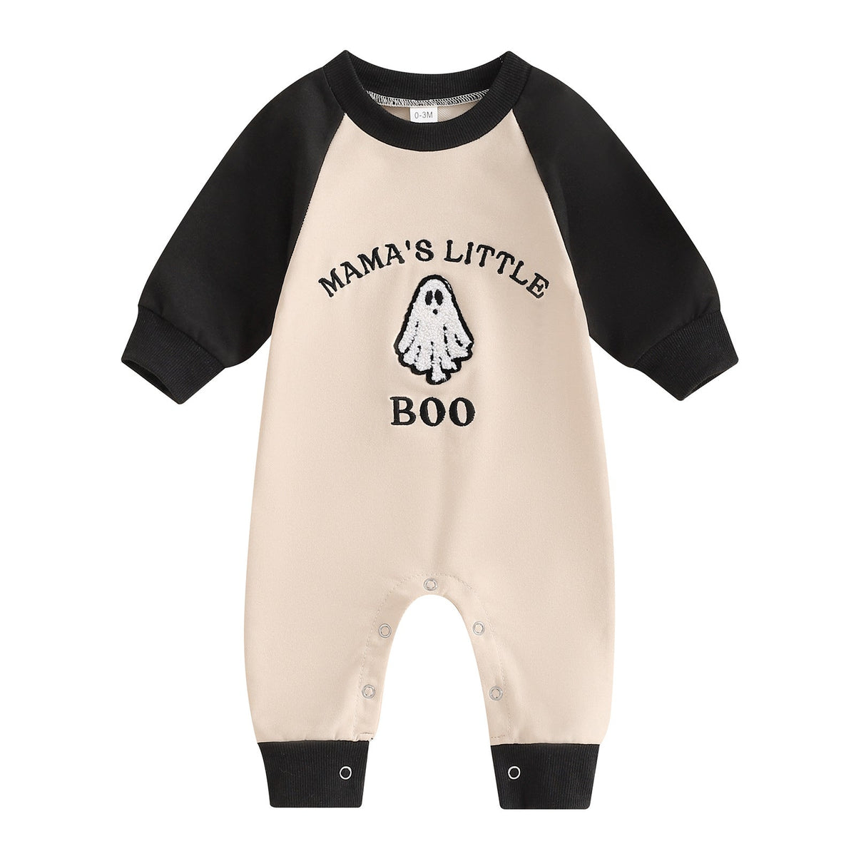 Letter Ghost Embroidery Color blocked Long sleeved Cartoon Cute jumpsuit Crawler - Cindi Book
