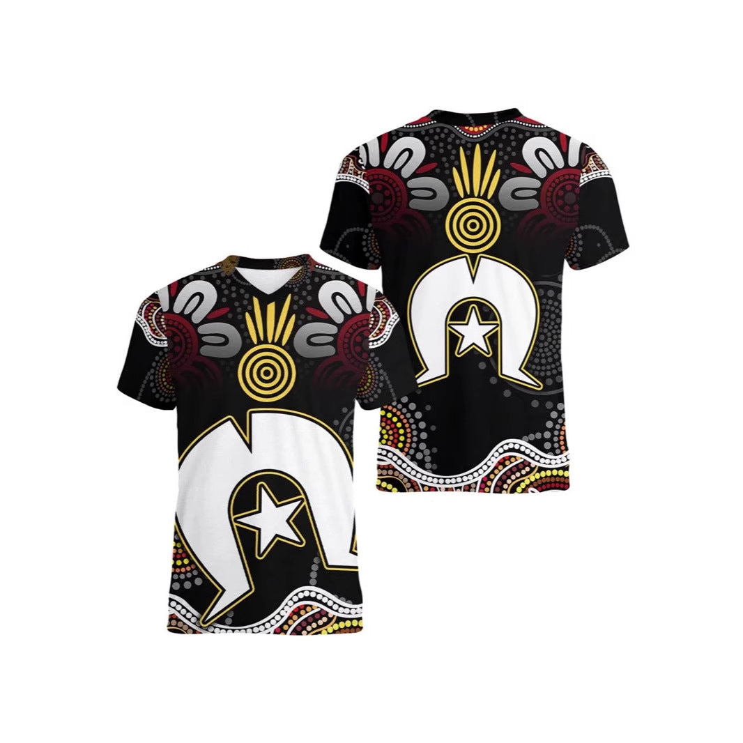Australian Kangaroo Pattern Children's T-shirt Printed Animal Pattern Sports V-neck Short-sleeved Football Shirt Summer - Cindi Book