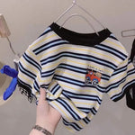 Children Loose Striped Short Sleeve T-shirt - Cindi Book