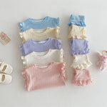Wooden Ear Vest Baby Fashionable Korean Style Shorts Fashion Two-piece Suit - Cindi Book