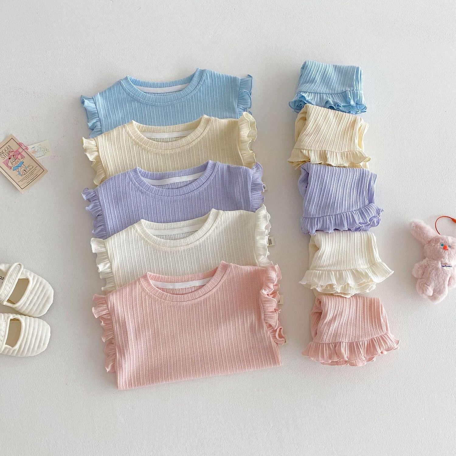 Wooden Ear Vest Baby Fashionable Korean Style Shorts Fashion Two-piece Suit - Cindi Book