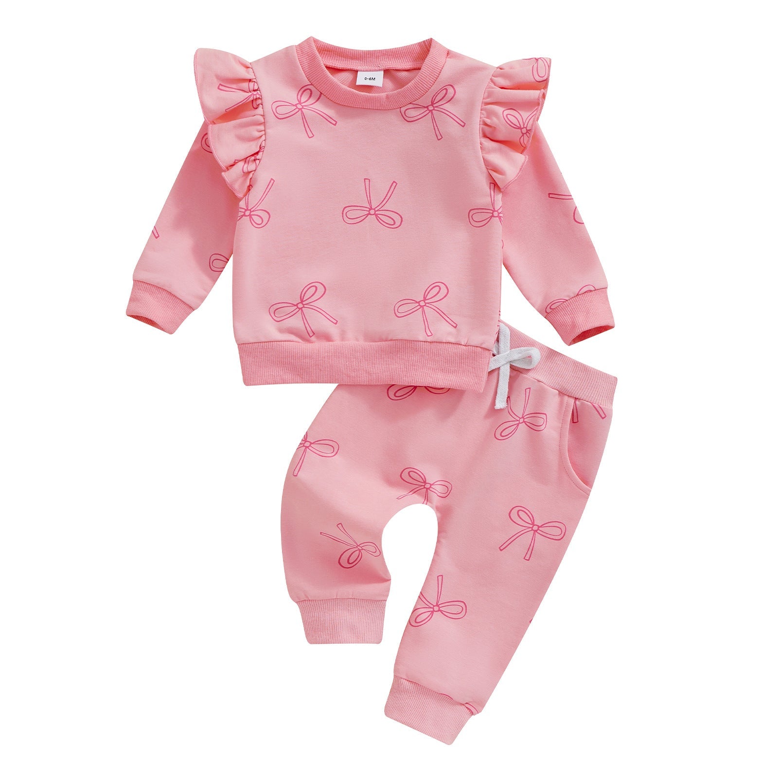 Bowknot Printed Tops Casual Trousers Suit - Cindi Book