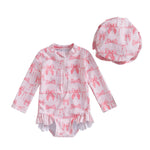 Girls' Fashion Bowknot Pattern One-piece With Hat - Cindi Book