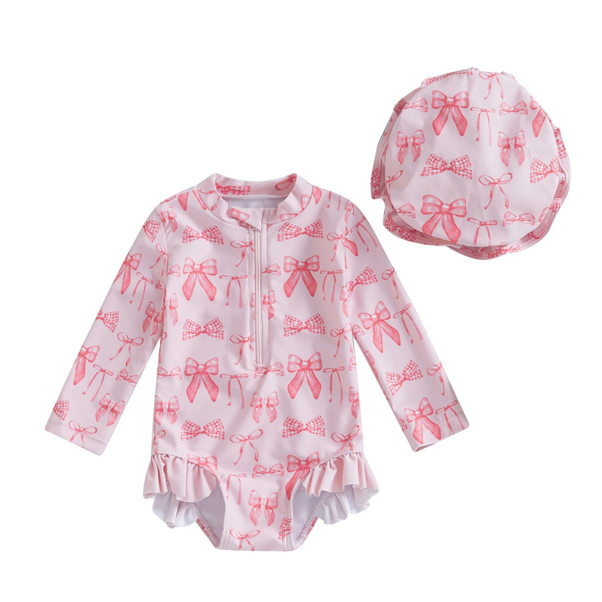 Girls' Fashion Bowknot Pattern One-piece With Hat - Cindi Book