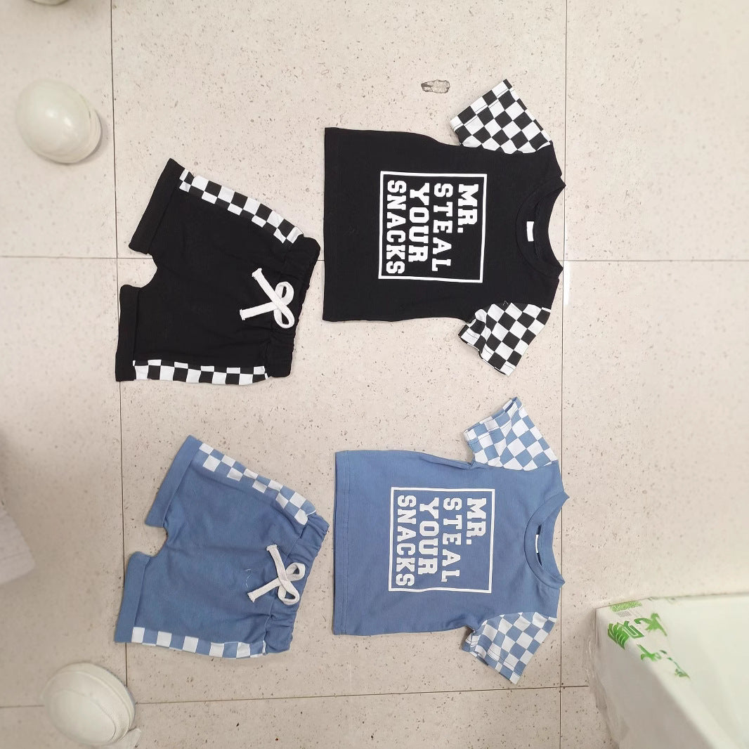Children's Fashion Letter Print Short-sleeve Suit - Cindi Book