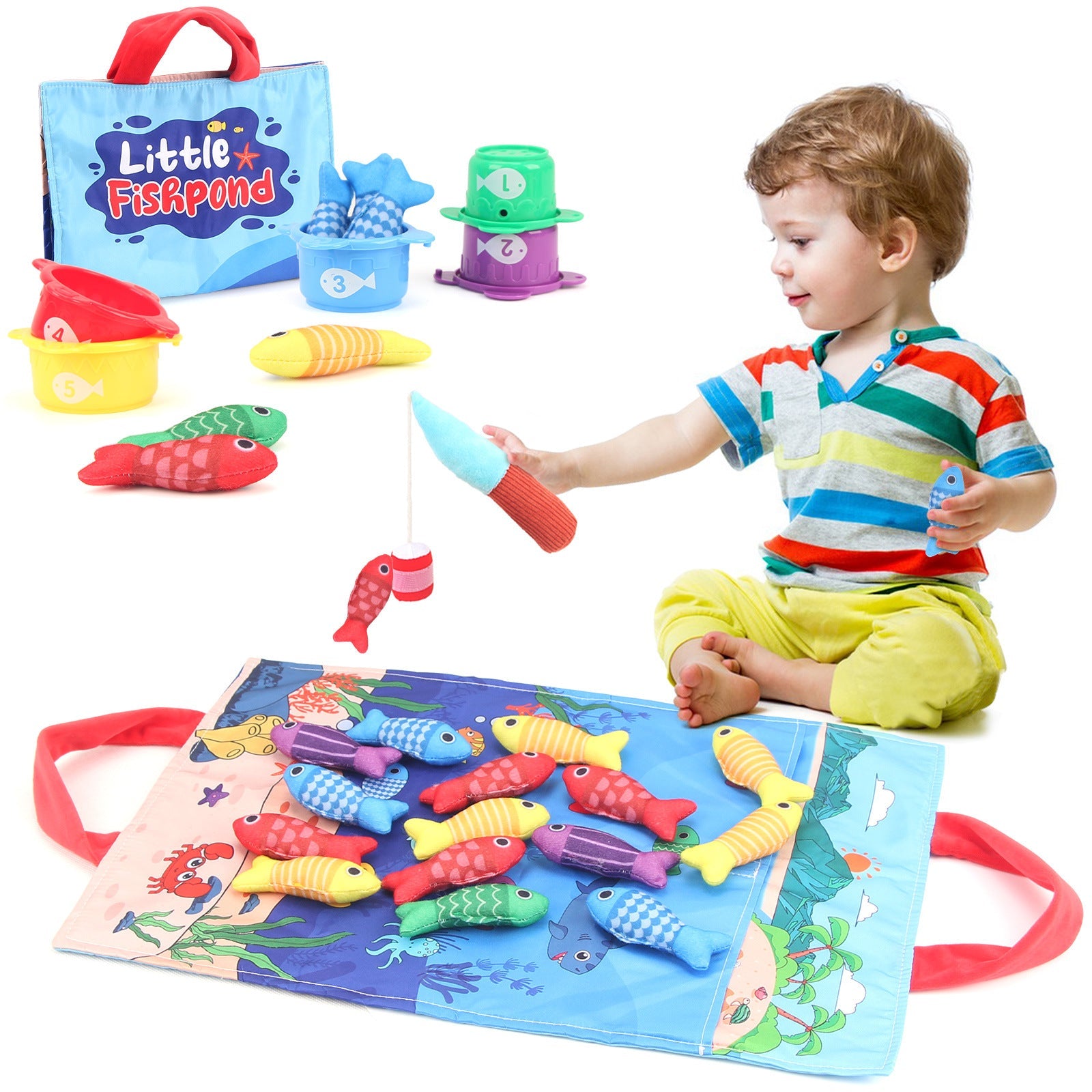 Baby Fishing Toys Three-dimensional Fabric Crawling Early Education Enlightenment - Cindi Book
